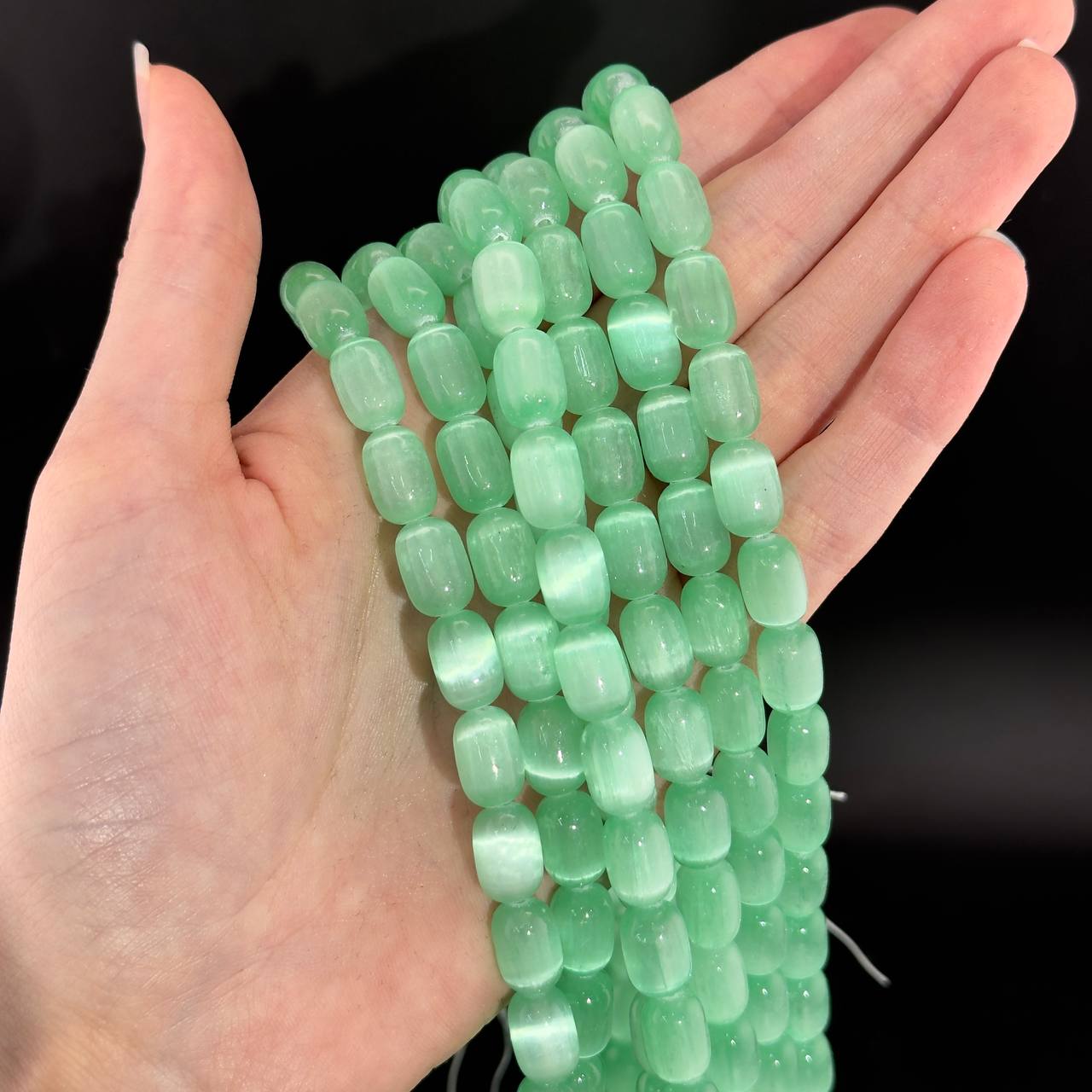 Бусины Селенит размер 8*12мм натуральный камень