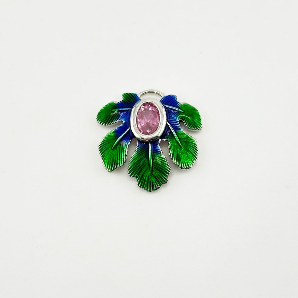 Подвеска лист размер 21мм цвет серебро