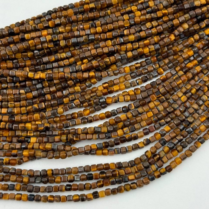 Бусины Тигровый глаз АА граненый кубик размер  2,5мм